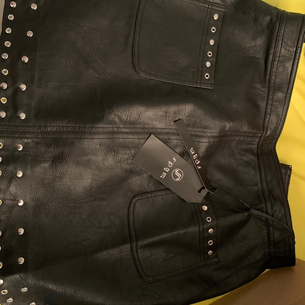 Studded Faux Leather Skirt